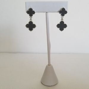 Brand new silver earrings, black enamel cl…